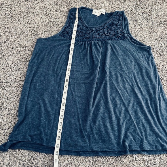 French Laundry XL Blue Tank Top Sleeveless Crochet Neck Casual Blouse‎ - Picture 7 of 7
